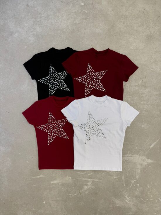 Remera Baby Tee Estrella Tachitas