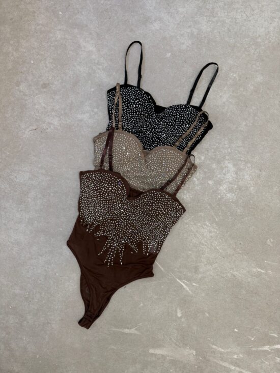 Body Escote Corazon Con Strass Tiras Finas