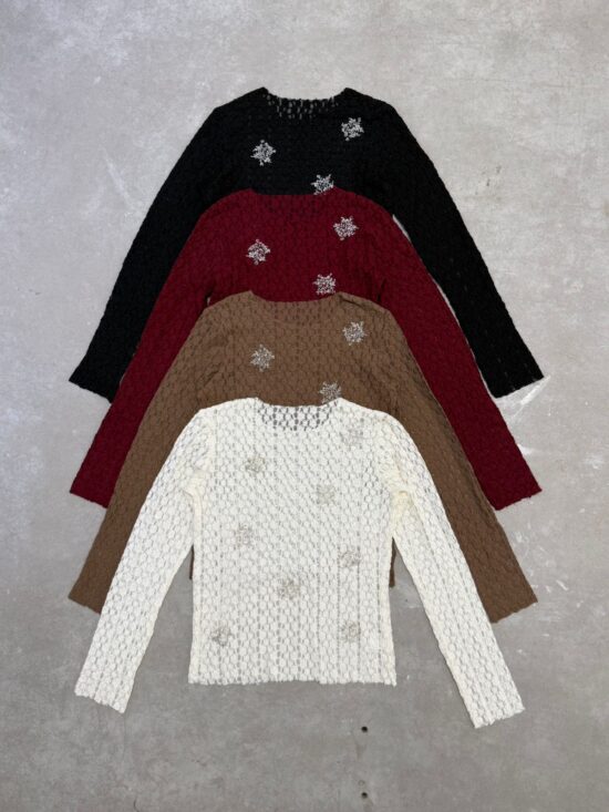 Remera Manga Larga Encaje Copos