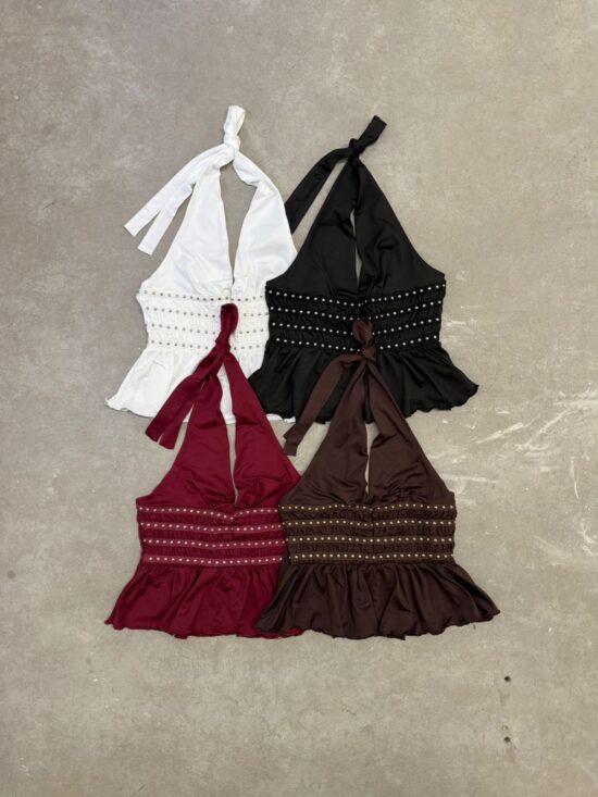 Top con Tiras para Atar Frunce en Cintura y Tachas