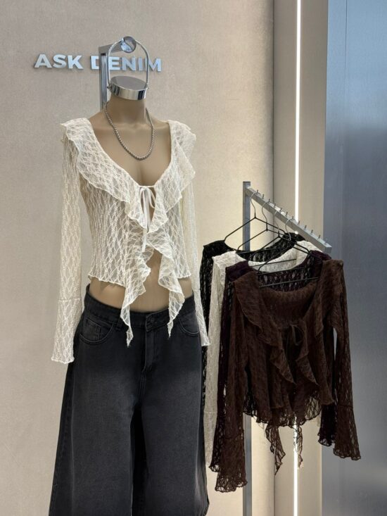 Top Manga Larga Escote Volados Monet