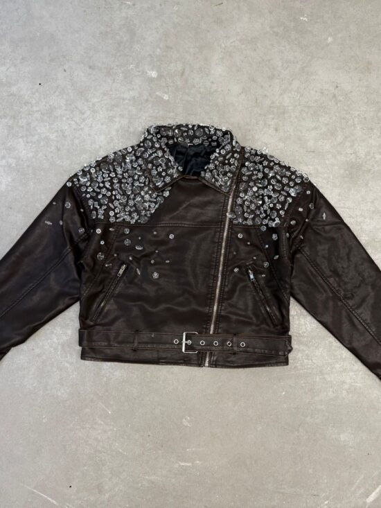 Campera Cuerina Strass con Formas Varias