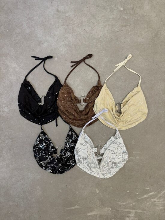 Crop Top Halter Con Hebilla