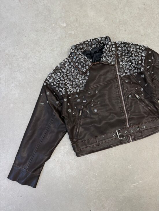 Campera Cuerina Strass con Formas Varias