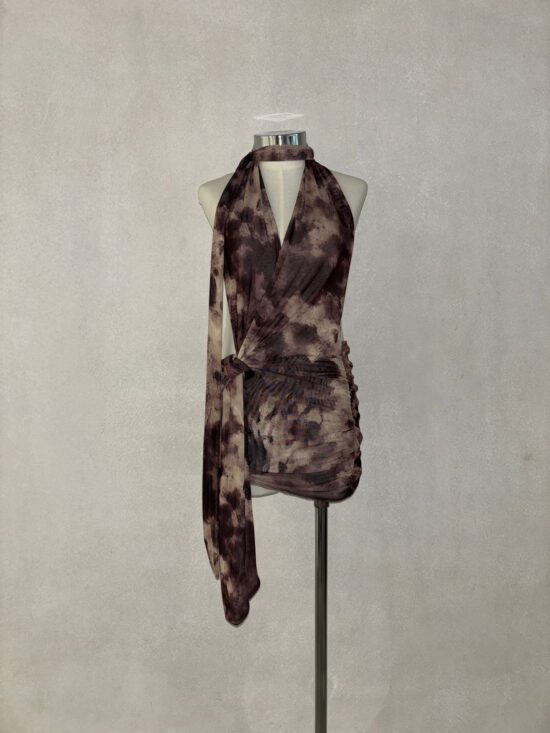 Vestido Doble Lazo Sublimado Microtul