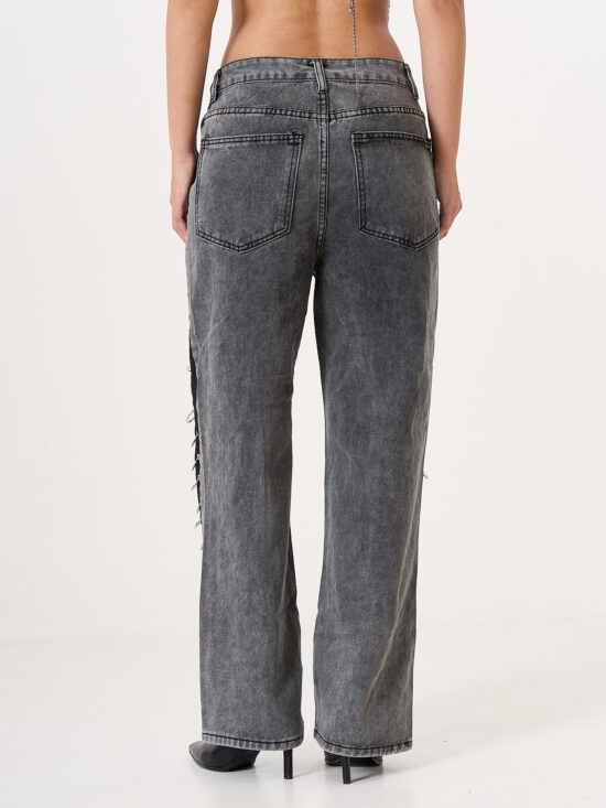 Wide-Leg Tiro Medio Combinado con Tira de Aros