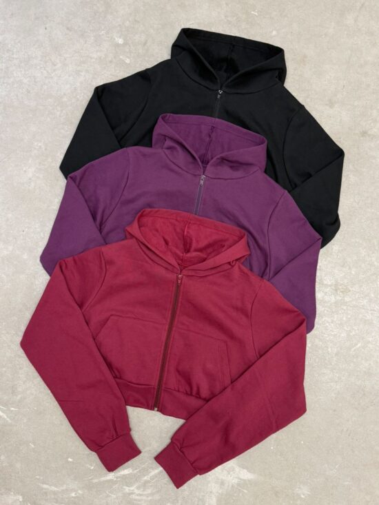 Campera Crop C/ Cierre y Capucha Frizado