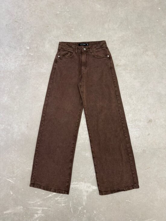 Wide-Leg Chocolate Tiro Medio