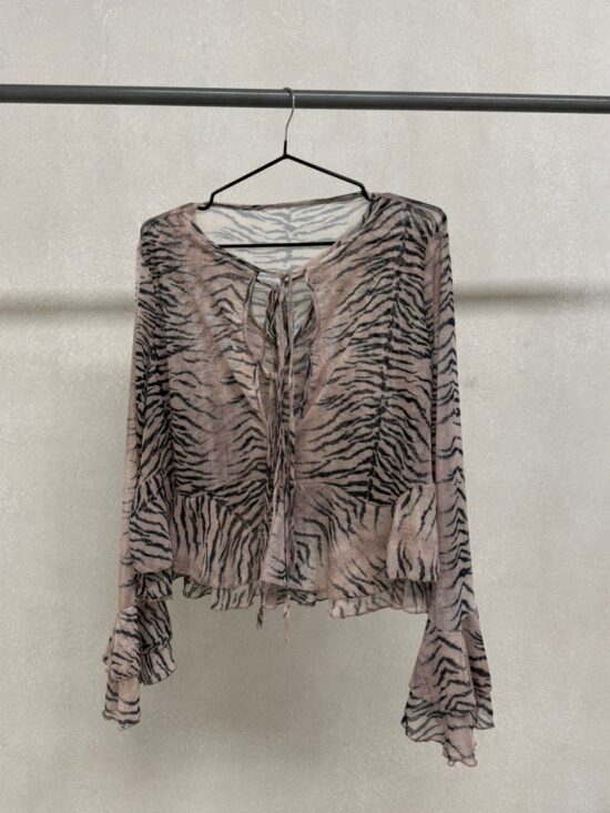 Top M/L Doble Nudo Volados Microtul Sublimado Cebra