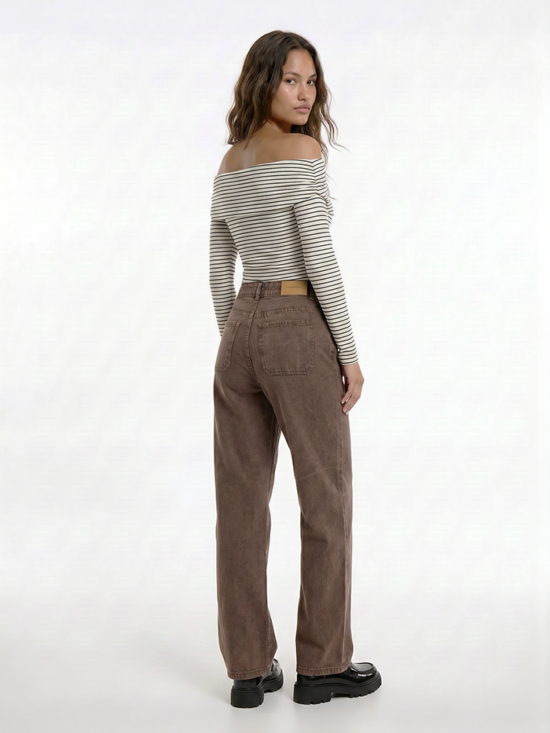 Wide-Leg Chocolate Tiro Medio