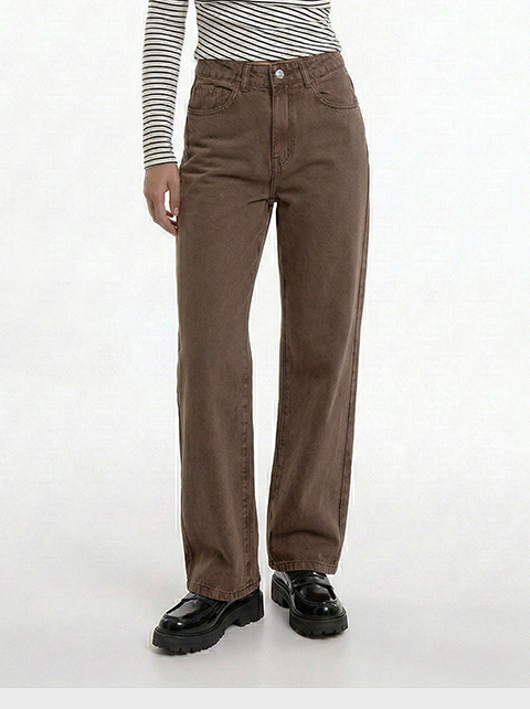 Wide-Leg Chocolate Tiro Medio