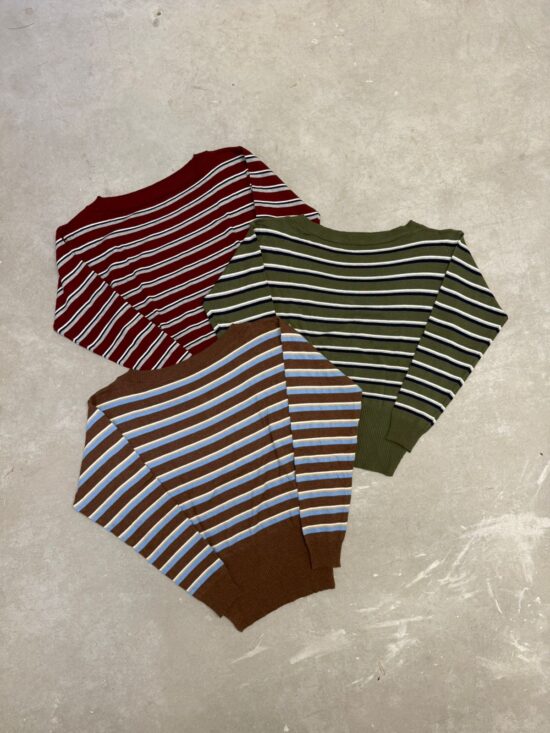 Sweater Rayado Con Puño Cuello Bote