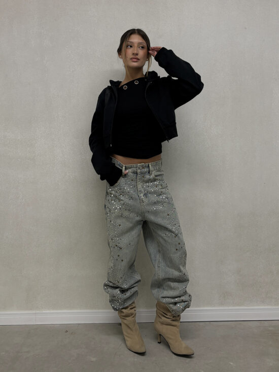 Campera Crop C/ Cierre y Capucha Frizado