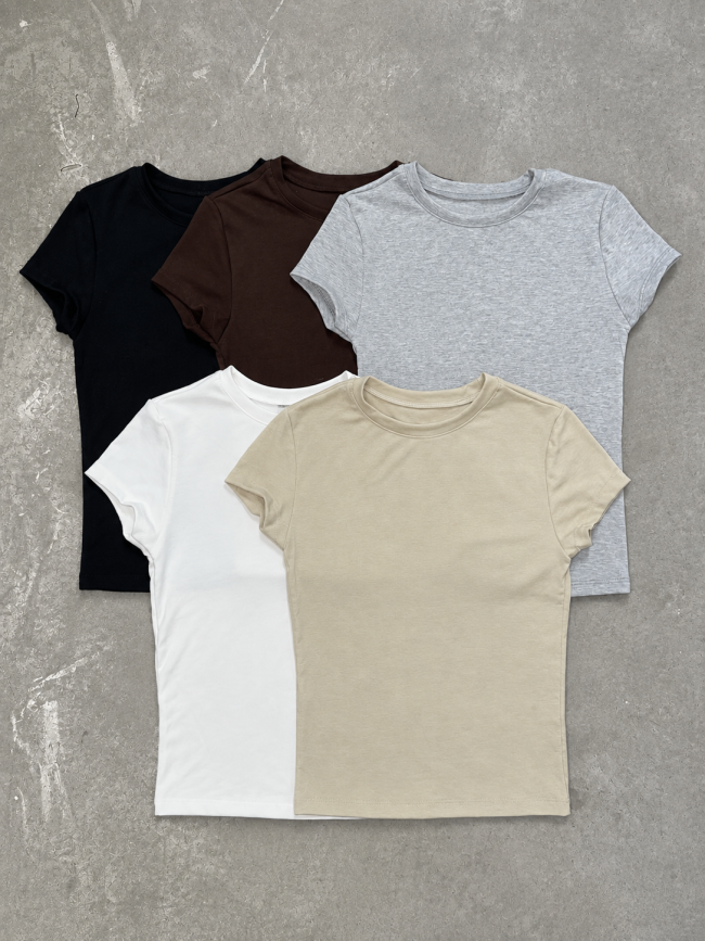 Remera Baby Tee Rib Algodon Varios Colores