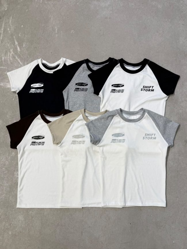 Remera Baby Tee Manga Ranglan Shift Storm